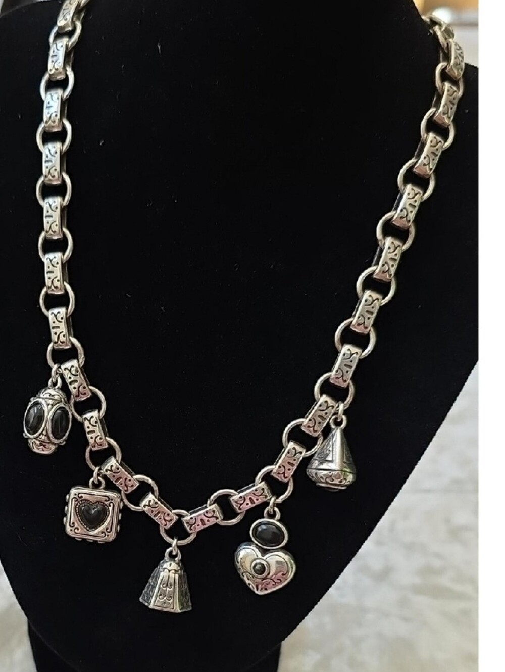 Brighton Silver-Tone Charm Necklace with Hearts and Bells